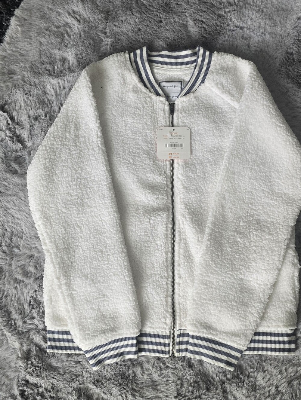 Gymboree plush sherpa varsity bomber jacket 10/12